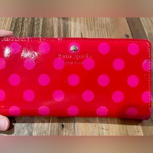 Kate Spade Red Wallet with Pink Polka Dots